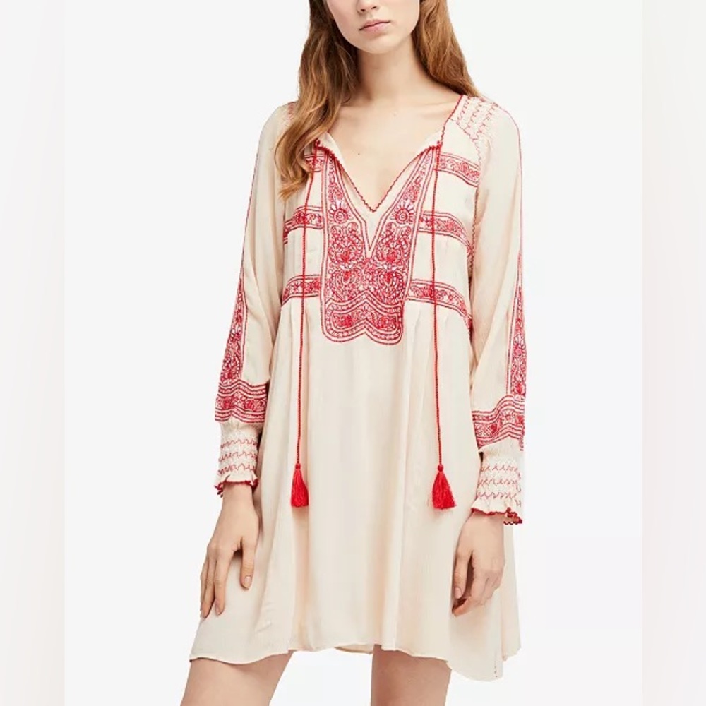 Free People Wind Willow Mini Peasant Dress Size X Small